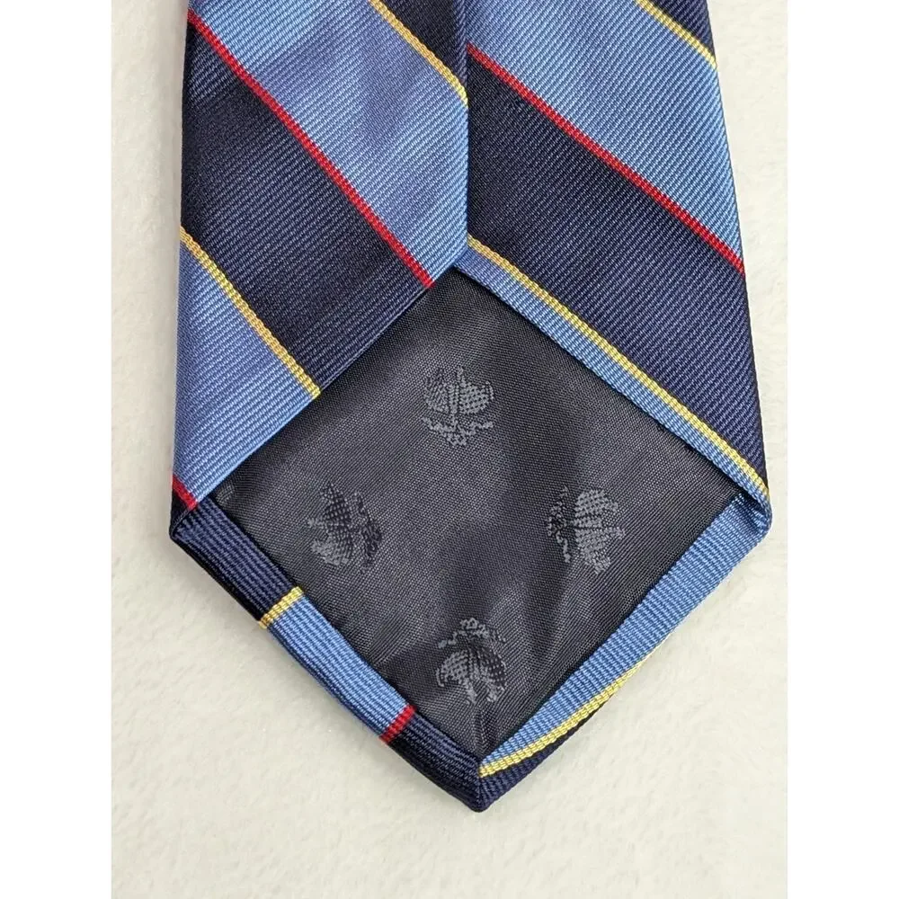 Vintage Brooks Brothers Makers Silk Repp Stripe Tie Made In USA Navy Blue Red
